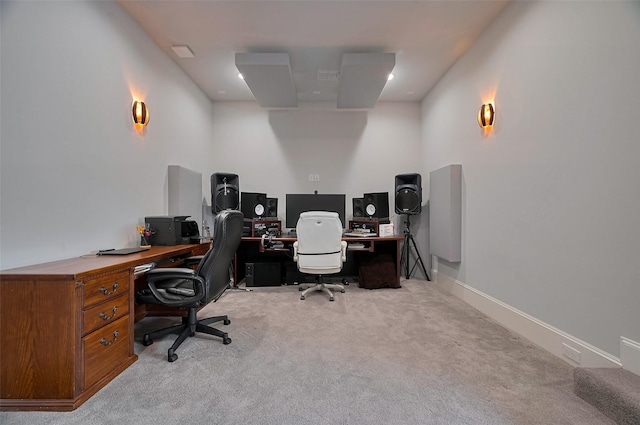 office featuring light colored carpet
