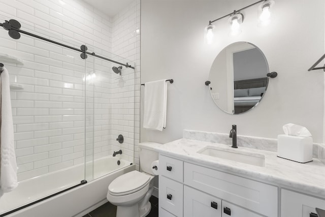 254 Peninsula Dr, Livingston, TX 77351 - full bath with vanity, toilet, and bath / shower combo with glass door