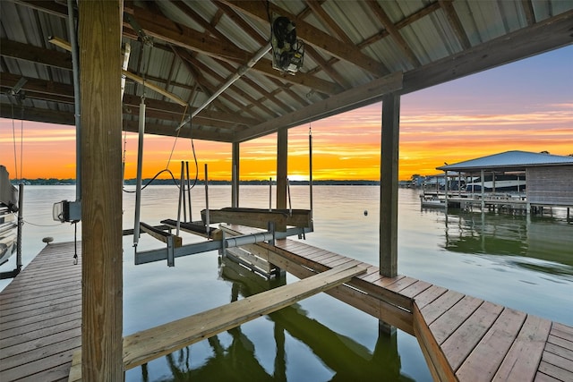254 Peninsula Dr, Livingston, TX 77351 - view of dock with boat lift and a water view