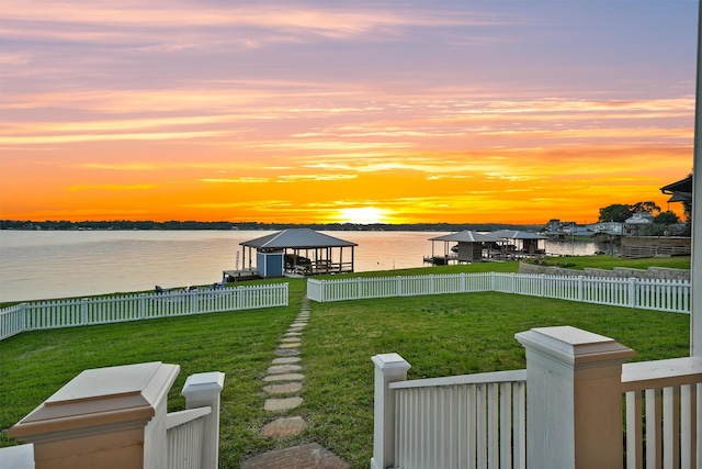 254 Peninsula Dr, Livingston, TX 77351 - view of yard with fence private yard, a gazebo, and a water view