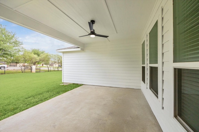 22702 Crate Falls Dr, Hockley, TX 77447 - view of patio / terrace featuring fence and a ceiling fan