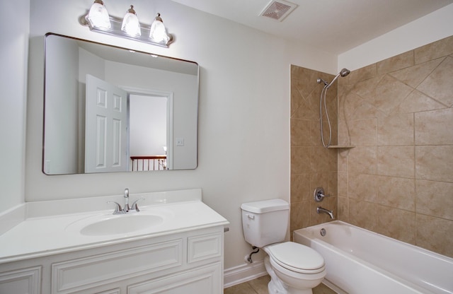 1840 Leela Springs Dr, Conroe, TX 77304 - bathroom featuring toilet, vanity, shower / tub combination, and visible vents