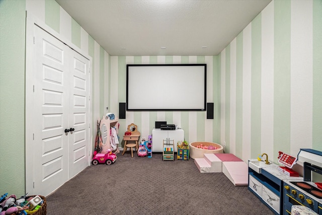 8818 Laurel Crest Dr, Missouri City, TX 77459 - rec room with wallpapered walls and carpet floors