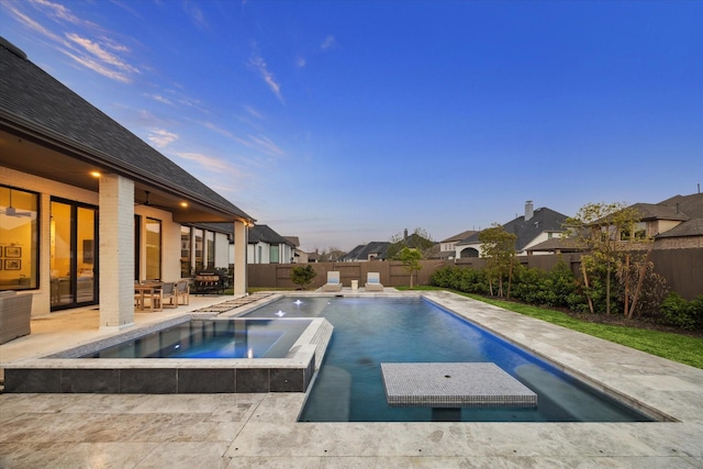 8818 Laurel Crest Dr, Missouri City, TX 77459 - view of pool with a patio area, a fenced backyard, a fenced in pool, and an in ground hot tub