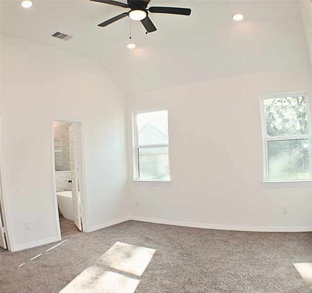 24994 Armagh St, Hempstead, TX 77445 - unfurnished bedroom featuring carpet flooring, lofted ceiling, recessed lighting, baseboards, and ensuite bathroom