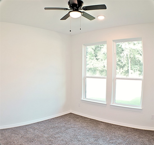 24994 Armagh St, Hempstead, TX 77445 - empty room featuring dark carpet, plenty of natural light, baseboards, and ceiling fan