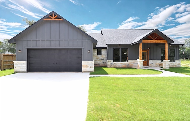 24994 Armagh St, Hempstead, TX 77445 - modern inspired farmhouse with board and batten siding, roof with shingles, stone siding, and driveway
