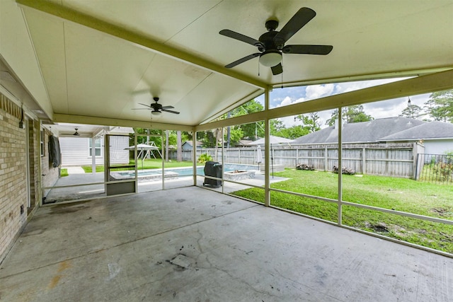 3626 Lake Breeze Ln, Crosby, TX 77532 - unfurnished sunroom with plenty of natural light and a ceiling fan