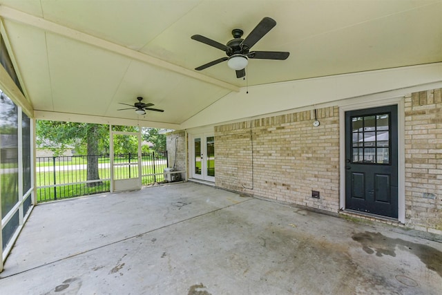 3626 Lake Breeze Ln, Crosby, TX 77532 - view of patio / terrace featuring french doors, a ceiling fan, and fence
