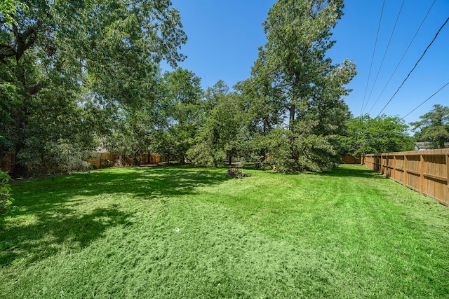 view of yard with a fenced backyard