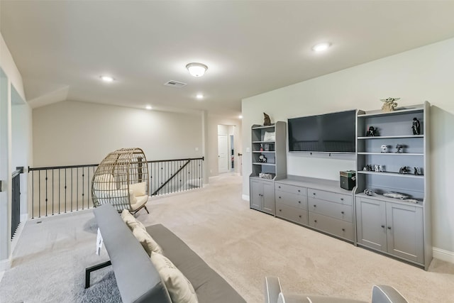19219 Filly Park Cir, Tomball, TX 77377 - living room with light carpet, baseboards, and recessed lighting