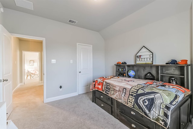19219 Filly Park Cir, Tomball, TX 77377 - carpeted bedroom with baseboards and vaulted ceiling