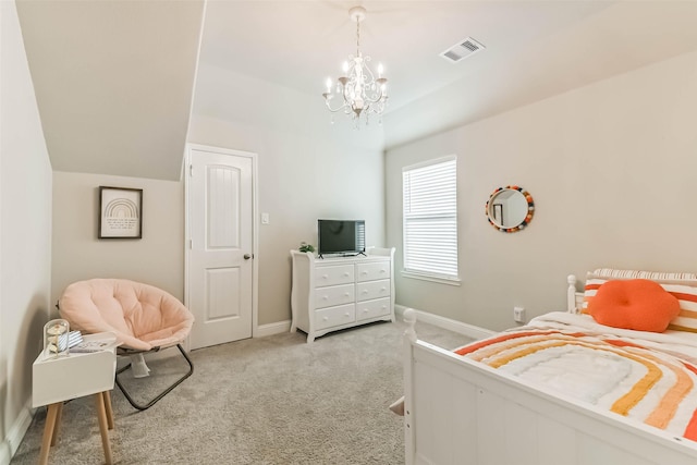 19219 Filly Park Cir, Tomball, TX 77377 - carpeted bedroom with a chandelier and baseboards