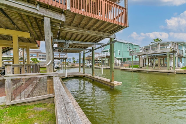 view of dock featuring a water view