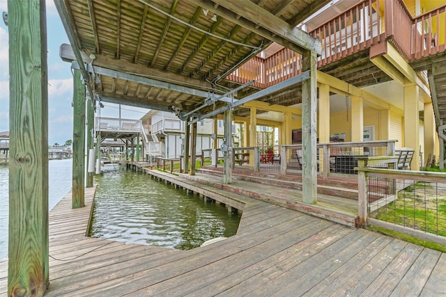 view of dock featuring a water view