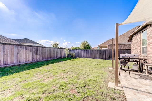 view of yard featuring a fenced backyard and a patio