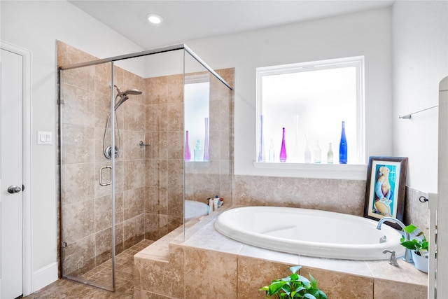 1818 Regent Mill Dr, Missouri City, TX 77459 - full bathroom with a garden tub and a stall shower