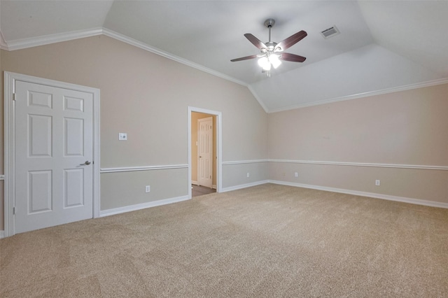 1842 Lake Winds, Missouri City, TX 77459 - interior space with lofted ceiling, baseboards, carpet, and ornamental molding