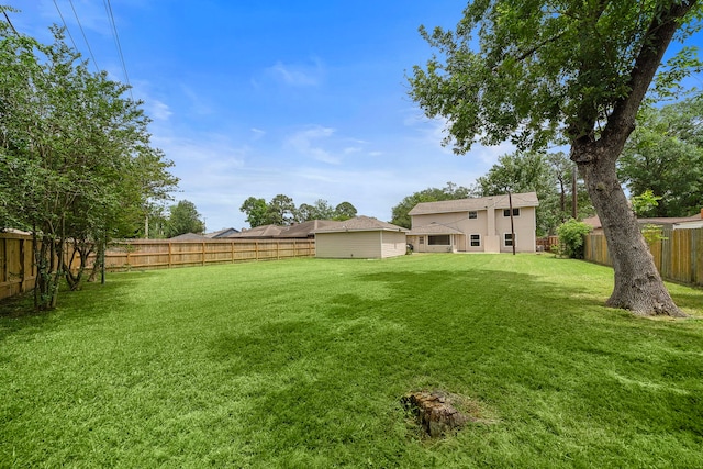 view of yard featuring a fenced backyard