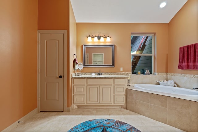 25672 Magnolia Pines Dr, Magnolia, TX 77355 - full bathroom featuring a bath, vanity, and tile patterned floors