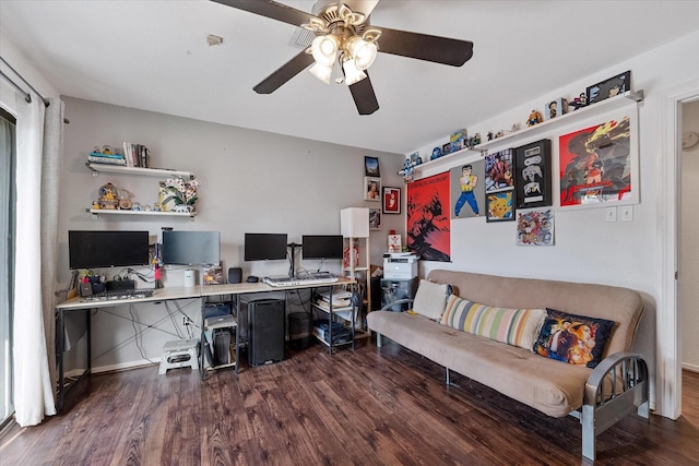 1201 Bering Dr Unit 28, Houston, TX 77057 - office area featuring a ceiling fan and wood finished floors
