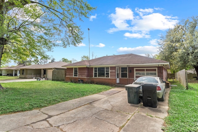 3721 Avalon Ave, Port Arthur, TX 77642 - single story home with a front lawn, concrete driveway, fence, brick siding, and an attached garage