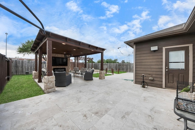 view of patio / terrace with a fenced backyard and an outdoor hangout area