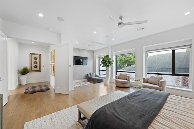 2703 Westgrove Ln, Houston, TX 77027 - bedroom with baseboards, wood finished floors, visible vents, and recessed lighting
