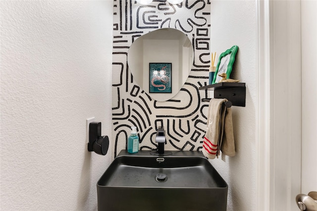 details with a textured wall and a sink