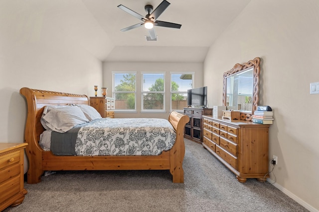 3639 Daintree Park Dr, Katy, TX 77494 - bedroom featuring light carpet, a ceiling fan, and lofted ceiling