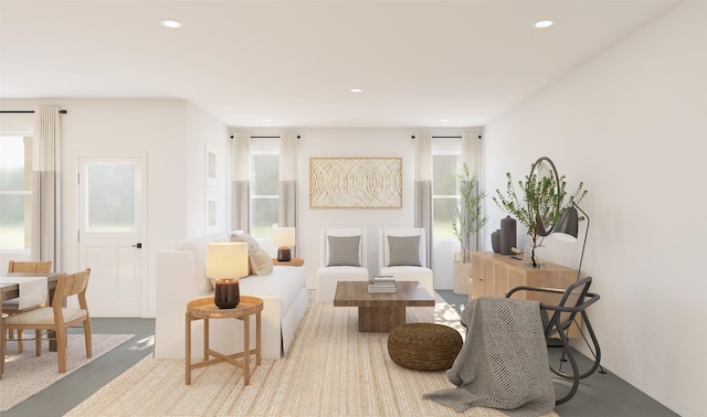 sitting room featuring recessed lighting