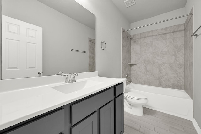 269 Bay Oaks Dr, La Porte, TX 77571 - bathroom featuring tub / shower combination, toilet, vanity, and visible vents