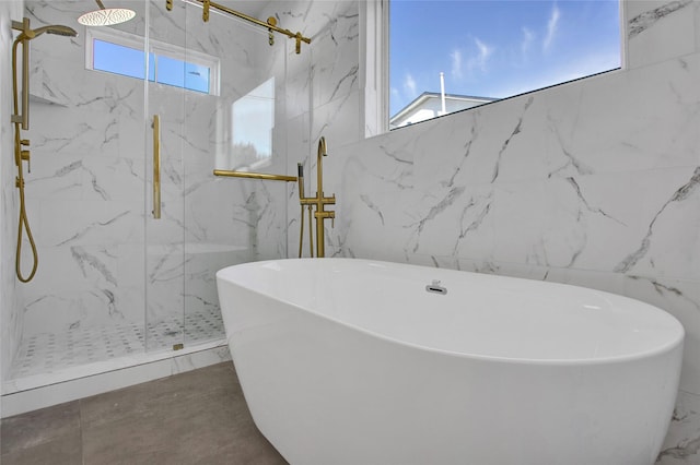 4716 Siegel St, Houston, TX 77009 - bathroom with a marble finish shower and a soaking tub