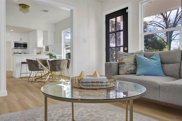 4716 Siegel St, Houston, TX 77009 - living room featuring light wood-style flooring and visible vents