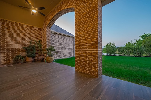 view of patio / terrace with a ceiling fan