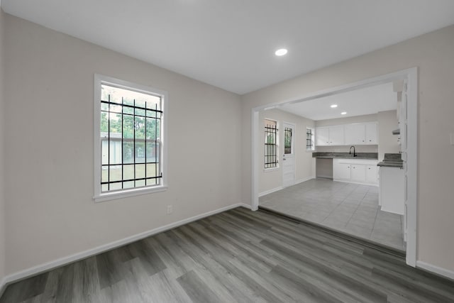 3629 Corksie St, Houston, TX 77051 - interior space with recessed lighting, wood finished floors, baseboards, and a sink