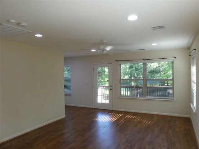 1429 Fish Hatchery Rd, Huntsville, TX 77320 - empty room featuring recessed lighting, ceiling fan, and wood finished floors