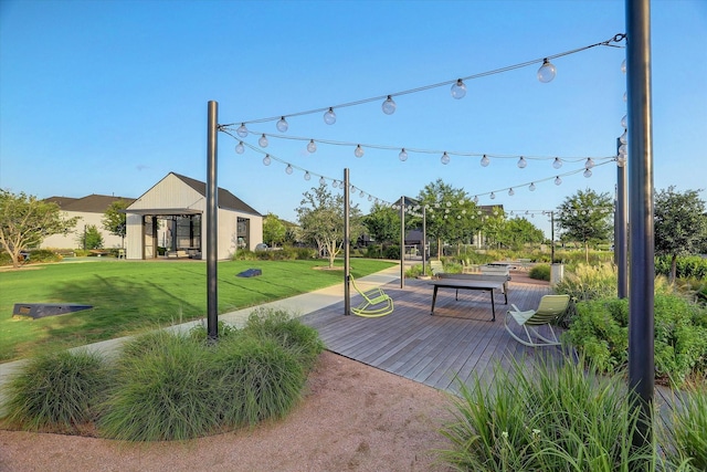 15807 Celebration Ln, Cypress, TX 77433 - view of home's community with a wooden deck, a yard, and a gazebo
