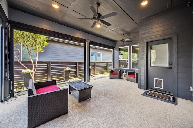 15807 Celebration Ln, Cypress, TX 77433 - view of patio with a ceiling fan and an outdoor living space
