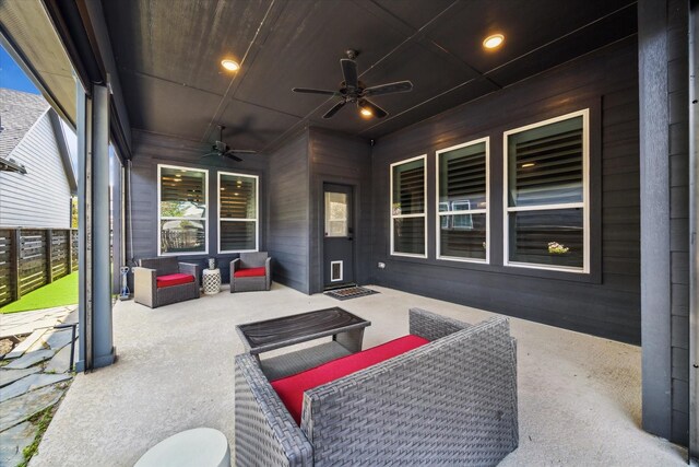 15807 Celebration Ln, Cypress, TX 77433 - view of patio / terrace with a ceiling fan and outdoor lounge area