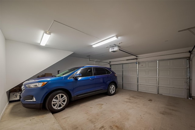 garage with a garage door opener