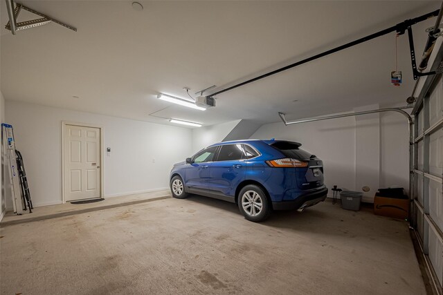 garage with a garage door opener
