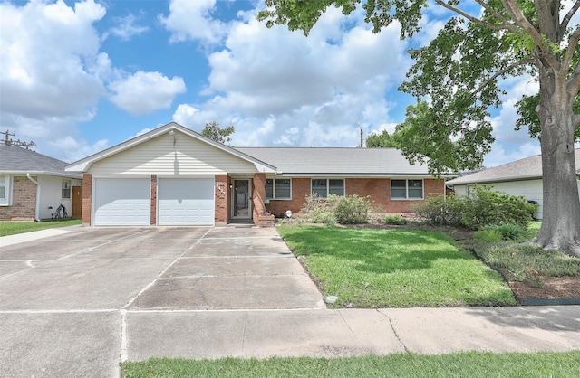 2427 Willowby Dr, Houston, TX 77008 - ranch-style home featuring brick siding, an attached garage, a front yard, and driveway