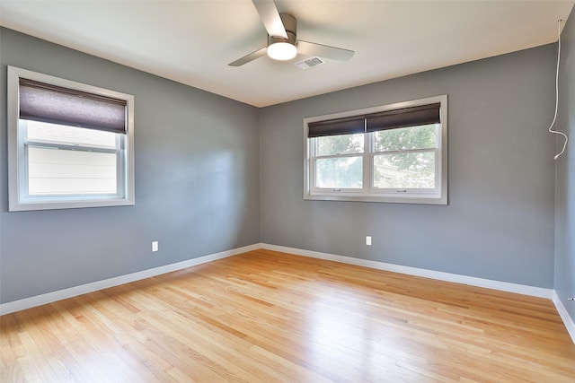 2427 Willowby Dr, Houston, TX 77008 - empty room with wood finished floors, baseboards, a ceiling fan, and visible vents