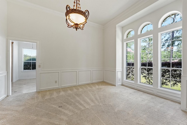 23056 Volga Dr, Porter, TX 77365 - carpeted spare room with a decorative wall, ornamental molding, and a healthy amount of sunlight