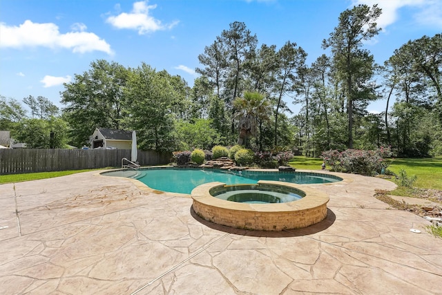 23056 Volga Dr, Porter, TX 77365 - view of swimming pool featuring a patio area, a pool with connected hot tub, and fence