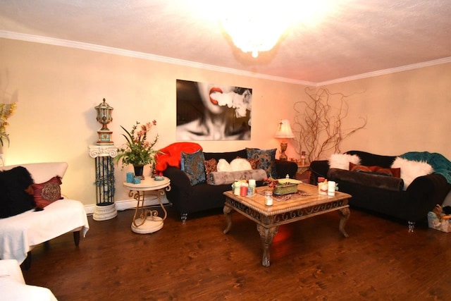 6413 Ella Lee Ln, Houston, TX 77057 - living area with baseboards, crown molding, and wood finished floors