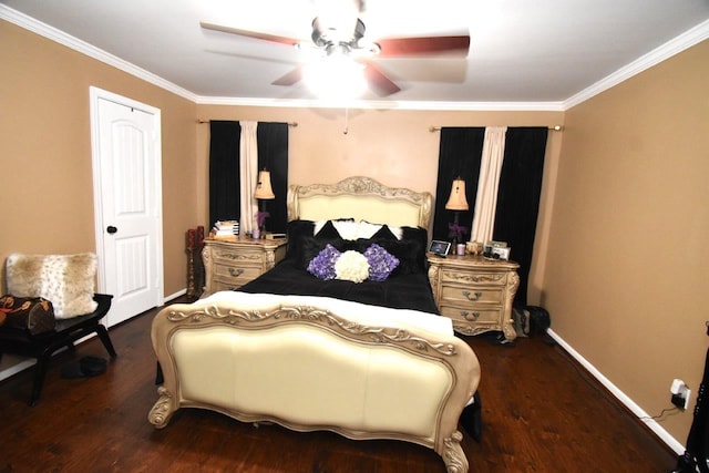 6413 Ella Lee Ln, Houston, TX 77057 - bedroom featuring wood finished floors, crown molding, baseboards, and ceiling fan