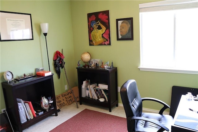 view of carpeted office space