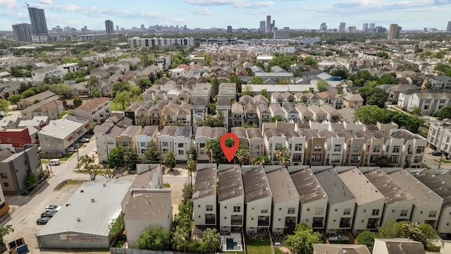 5212 Lillian St, Houston, TX 77007 - aerial perspective of suburban area featuring a view of skyline